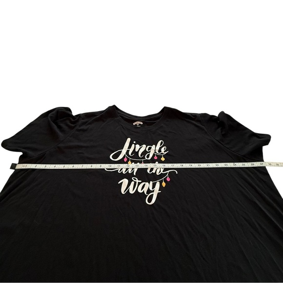 Holiday Time Women’s Black Jingle All the Way Short Sleeve T Shirt - Picture 5 of 7